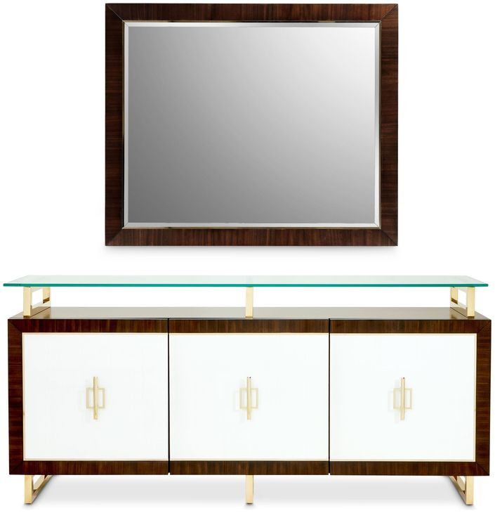 Bellwood Espresso and White 3 Door Sideboard with Mirror