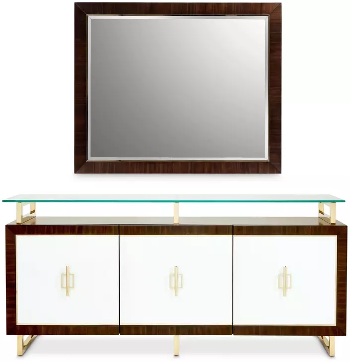 Belmont Place Espresso and White 3 Door Sideboard with Mirror