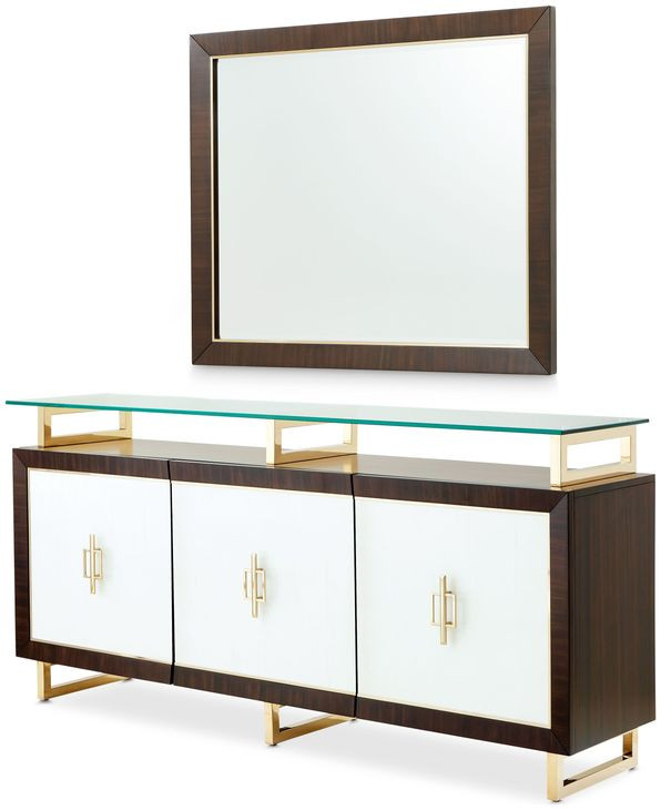 Belmont Place Espresso and White 3 Door Sideboard with Mirror