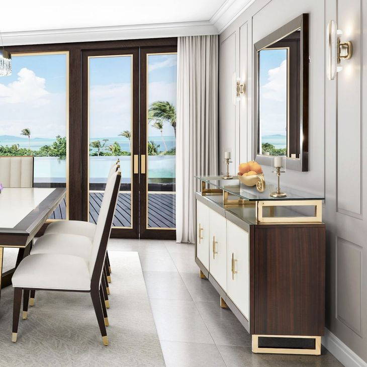 Belmont Place Espresso and White 3 Door Sideboard with Mirror