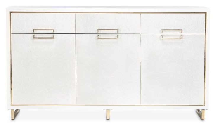 Palmcrest Cloud White Sideboard with Adjustable Shelves and 2 Storage Drawers
