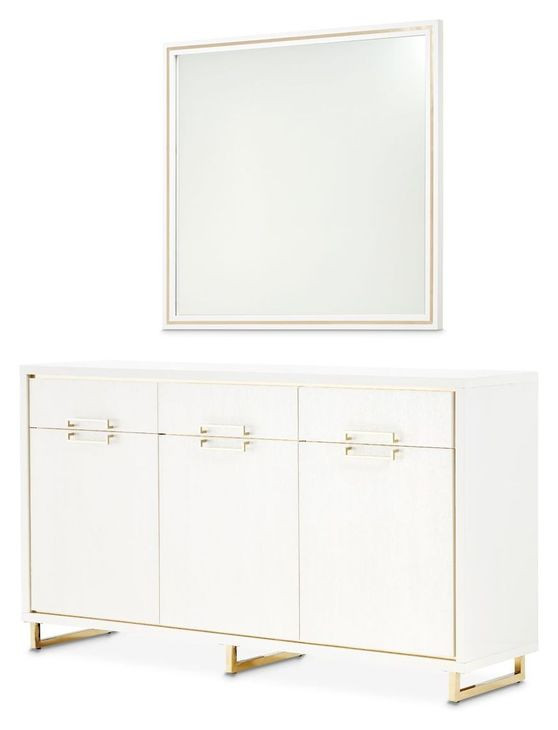 Palmcrest Cloud White Sideboard with Mirror