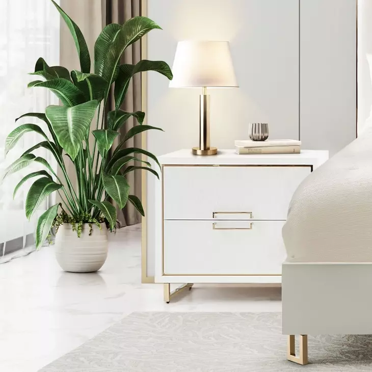 Palm Gate Cloud White 2 Drawer Nightstand