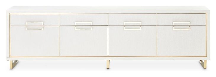 Palmcrest Cloud White 82" Media Cabinet with 4 Storage Drawers