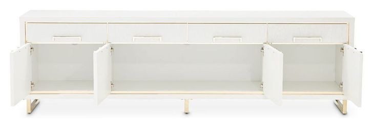 Palmcrest Cloud White 82" Media Cabinet with 4 Storage Drawers