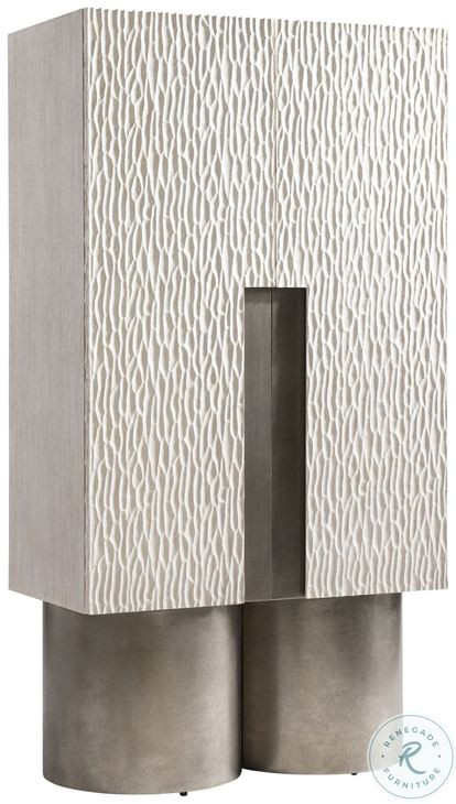 Solaria Weathered Bone And Shiny Nickel Bar Cabinet