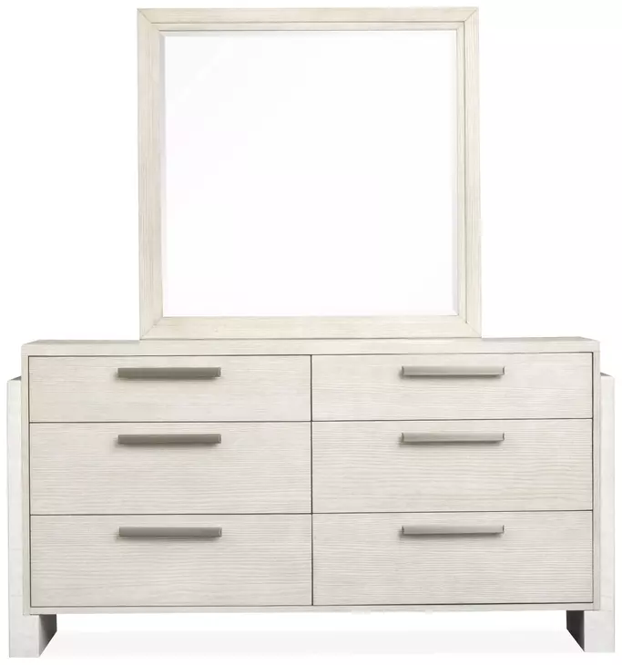 Lorelei Misty Cloud 6 Drawer Dresser with Rectangular Mirror