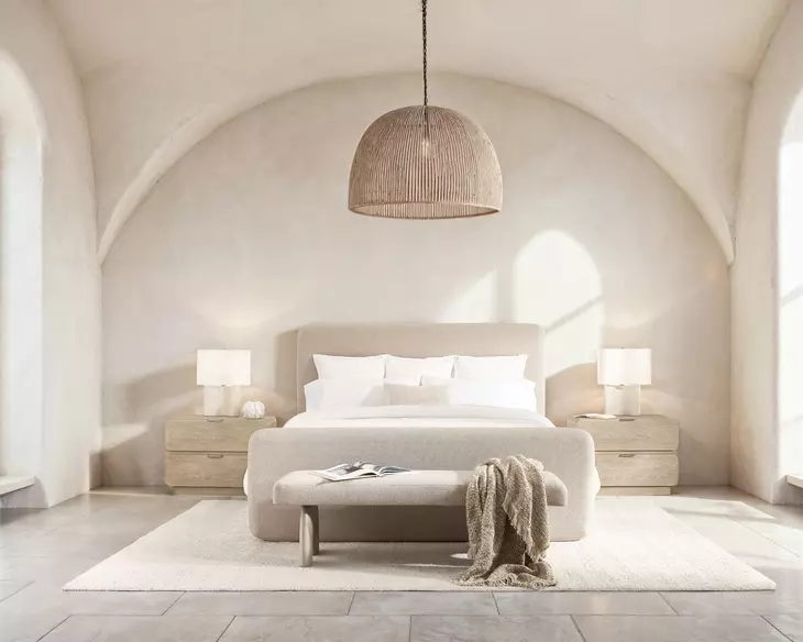 Antibes Beige King Upholstered Panel Bed