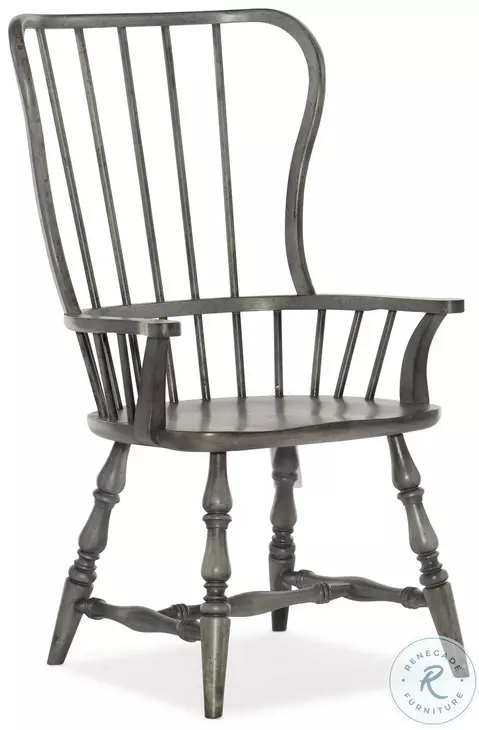 Dolce Vita Speckled Gray Spindle Back Arm Chair Set Of 2