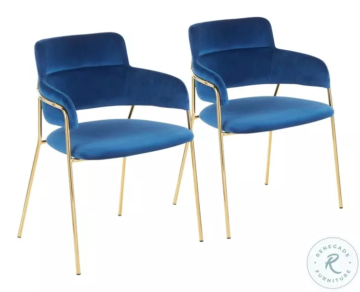 Napoli Blue Velvet Chair Set Of 2