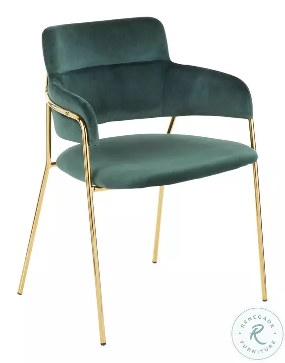 Napoli Gold Metal And Emerald Green Velvet Dining Chair Set Of 2