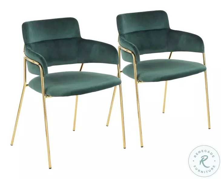 Napoli Gold Metal And Emerald Green Velvet Dining Chair Set Of 2