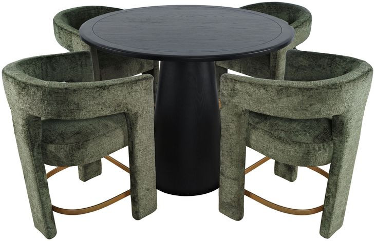 Gwen Luxury Black and Green Upholstered 5 Piece Counter Height Dining Set