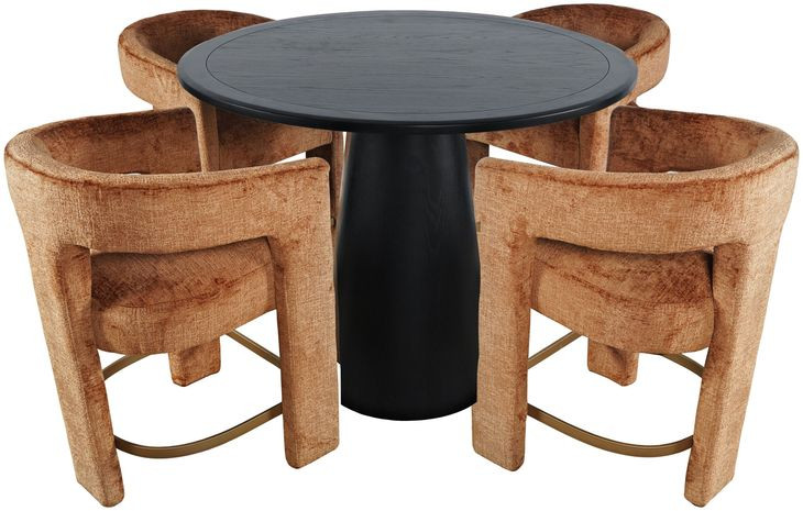 Gwen Luxury Black and Red Upholstered 5 Piece Counter Height Dining Set