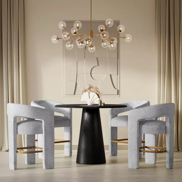 Gwen Luxury Black and Gray Upholstered 5 Piece Counter Height Dining Set