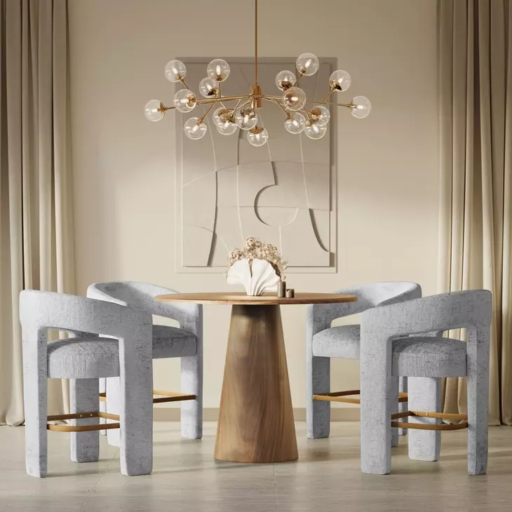 Gwen Luxury Brown and Gray Upholstered 5 Piece Counter Height Dining Set