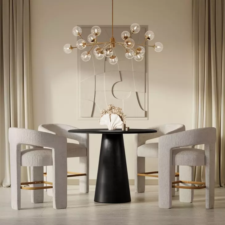 Gwen Luxury Black and Beige Upholstered 5 Piece Counter Height Dining Set