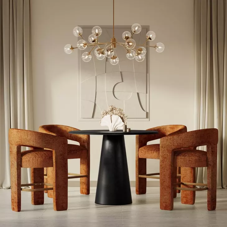 Gwen Luxury Black and Red Upholstered 5 Piece Counter Height Dining Set