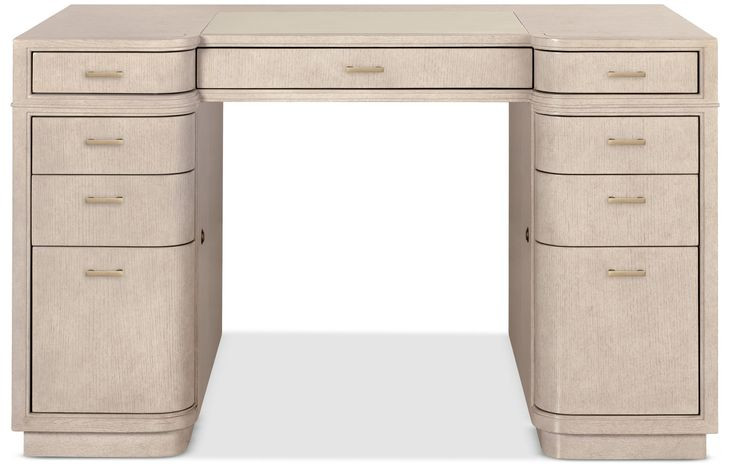 Marlowe Polished Limestone Leather 50" Executive Desk