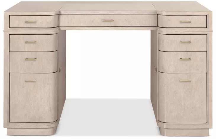 Marlowe Polished Limestone Leather 50" Executive Desk