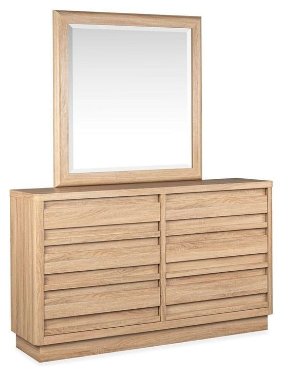 Brentwood Heights Provincial Brown 6 Drawer Dresser with Rectangular Mirror