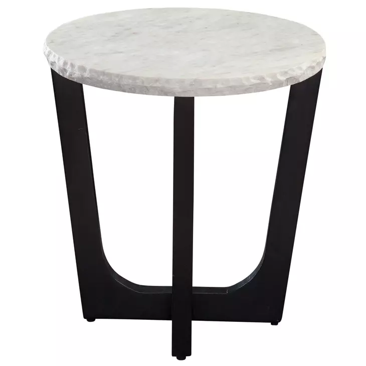 Chrissy White Round Marble Top End Table