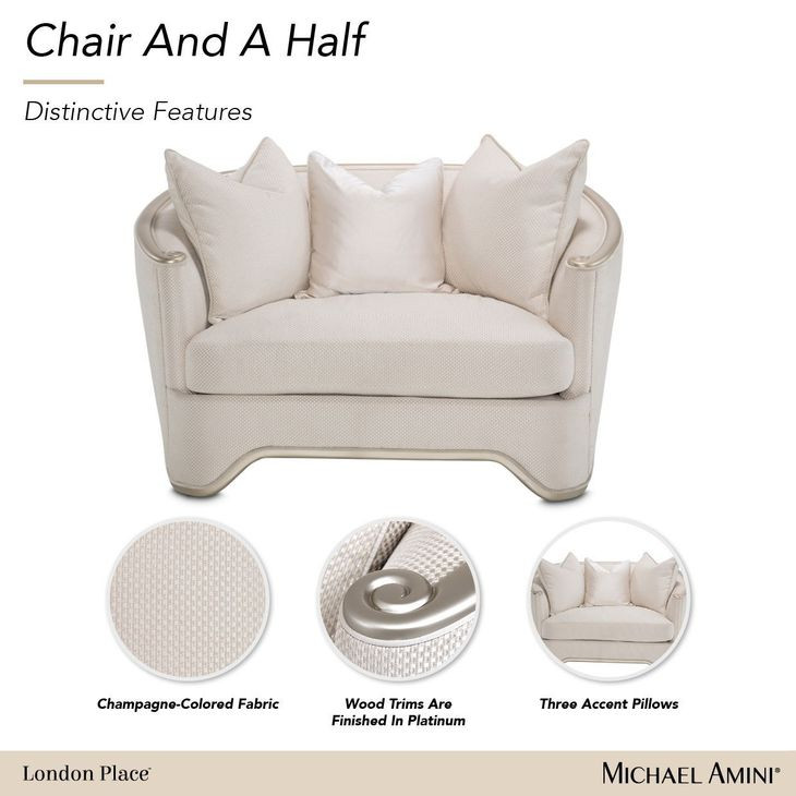 London Place Champagne Chair and A Half with Pillow