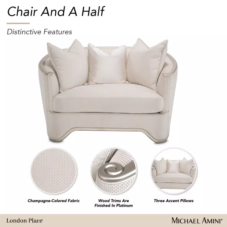 London Place Champagne Chair and A Half with Pillow