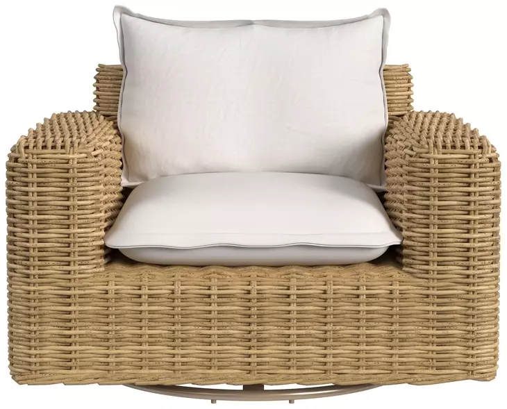 Playa Soothe Pearl Upholstered Oversized Outdoor Swivel Club Chair with Flange Welt