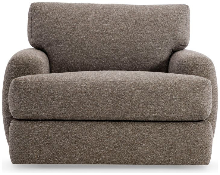 Cameron Brown Upholstered Swivel Chair with Pillow