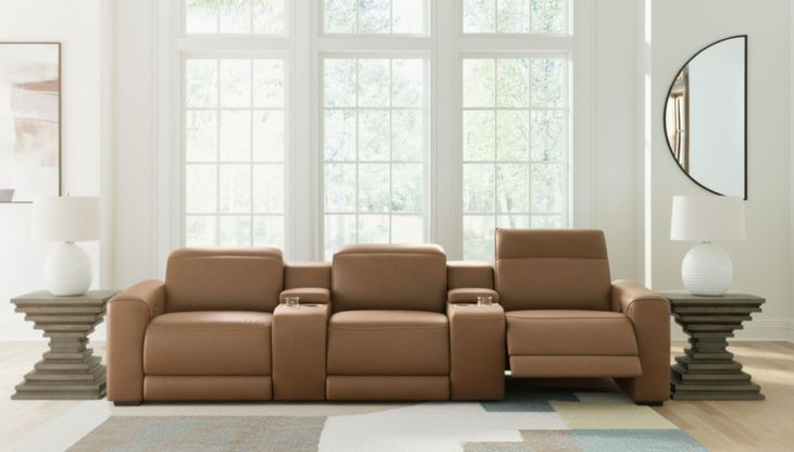 Rally-Up Caramel 5 Piece Power Reclining Sectional with Console