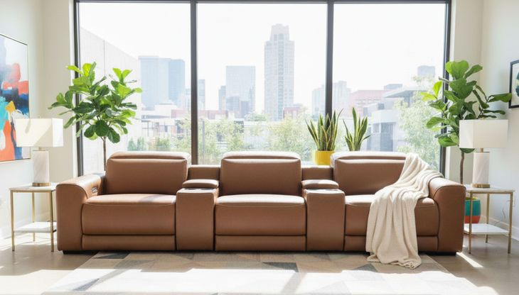 Rally-Up Caramel 5 Piece Power Reclining Sectional with Console