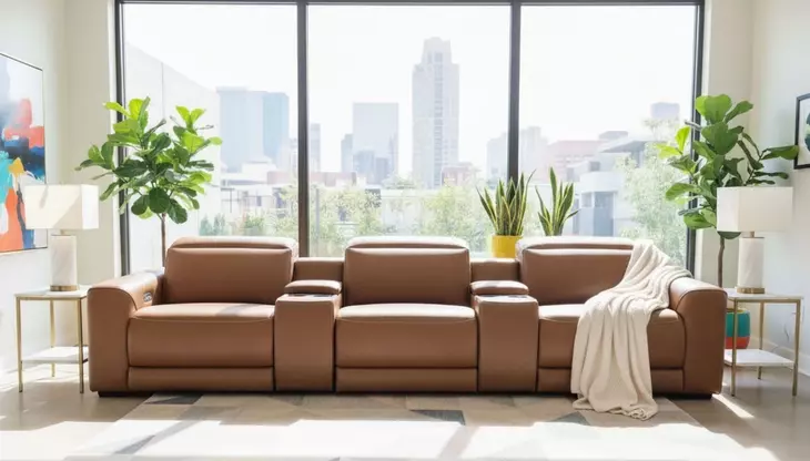 Rally-Up Caramel 5 Piece Power Reclining Sectional with Console
