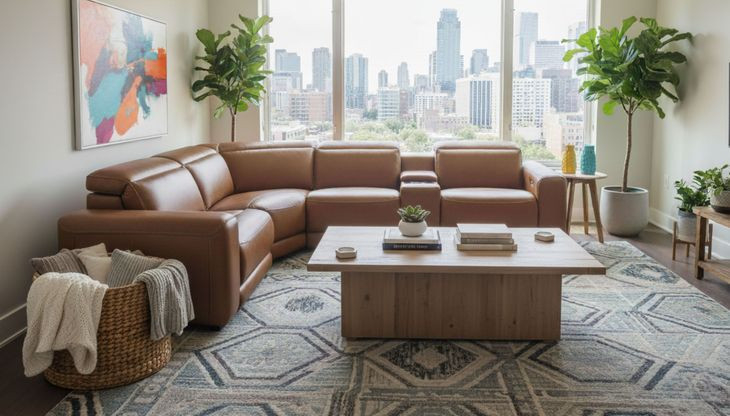 Rally-Up Caramel 5 Piece Power Reclining Console Sectional