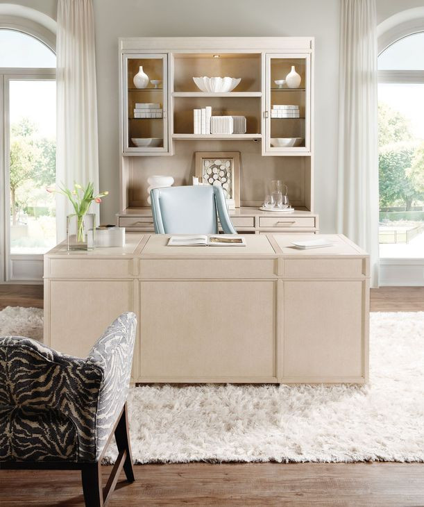 Marlowe Polished Limestone Leather Executive Home Office Set