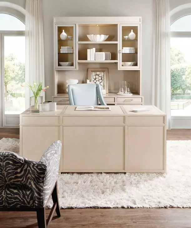 Marlowe Polished Limestone Leather Executive Home Office Set