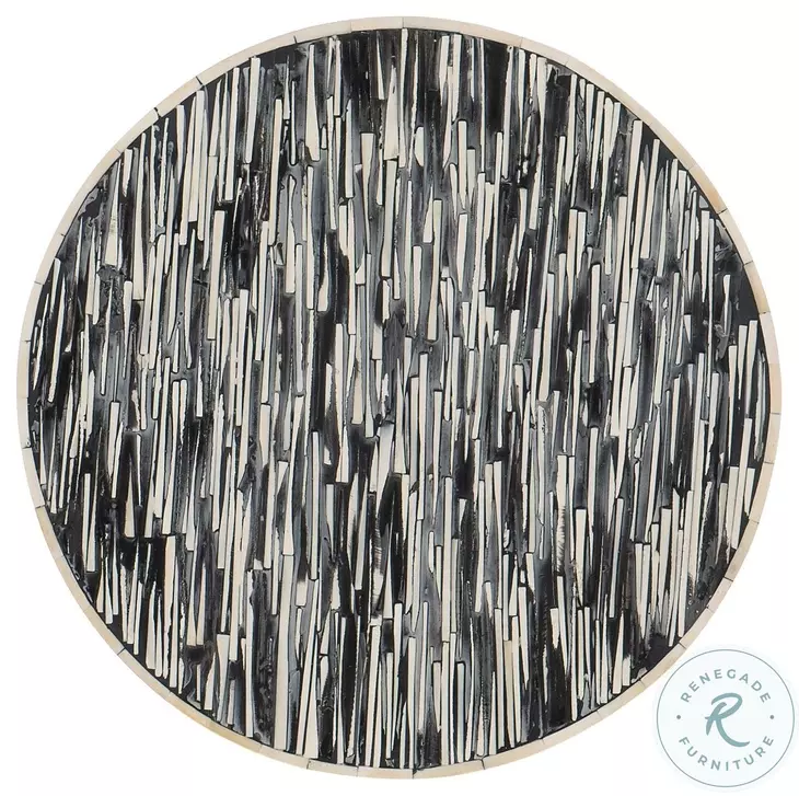 Alistair White Bone And Black Round Accent Table