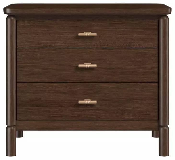 Verge Handcrafted Walnut 3 Drawer Nightstand