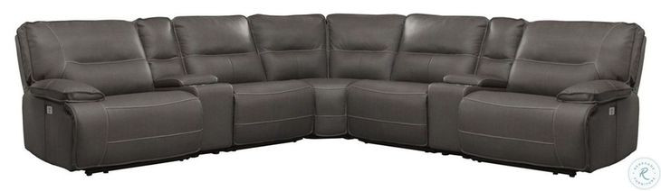 Victor Haze Performance Fabric 7 Piece Modular Power Reclining Sectional