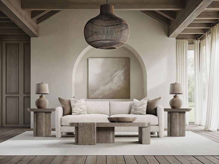 Rowan Beige 95" Sofa with Pillows