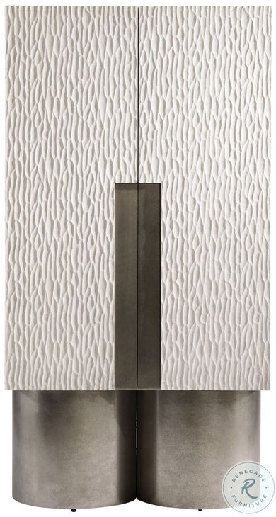 Solaria Weathered Bone And Shiny Nickel Bar Cabinet