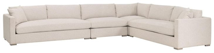 Newport Beige Performance Fabric Outdoor Modular 4 Piece Sectional