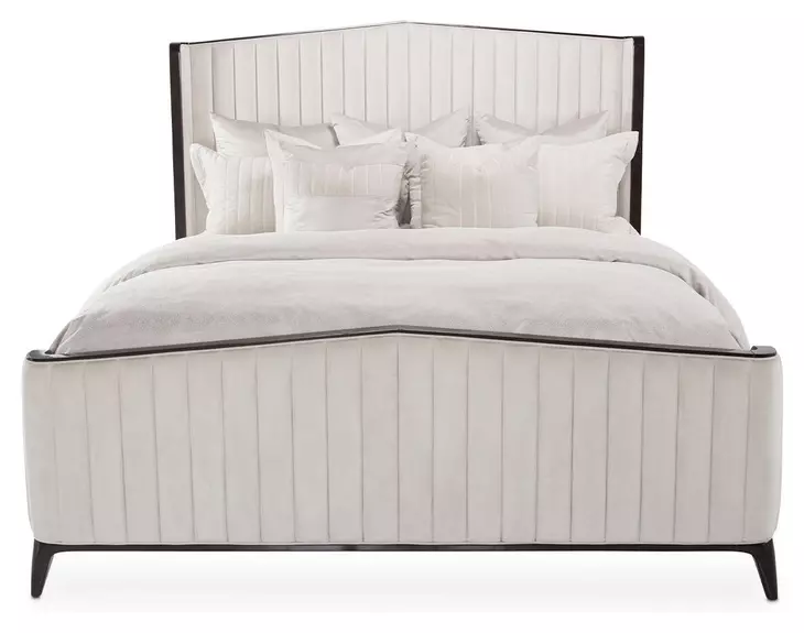 Paris Chic Espresso Eastern King Upholstered Panel Bed