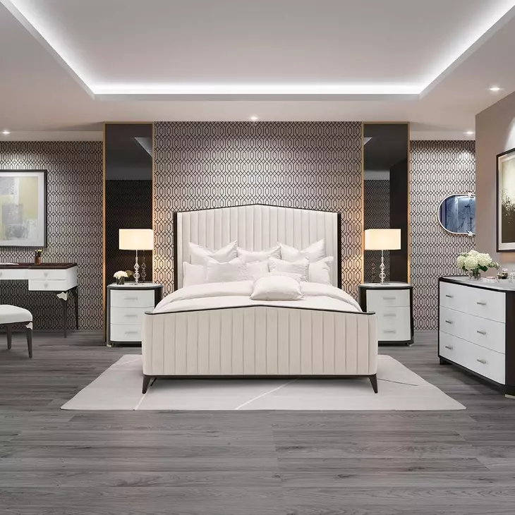 Paris Chic Espresso Upholstered Panel Bedroom Set