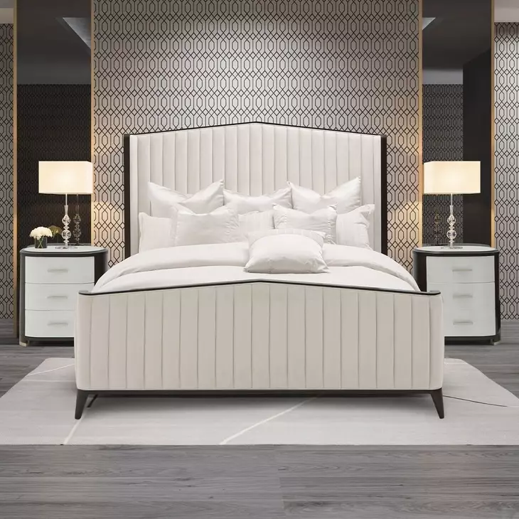 Paris Chic Espresso Eastern King Upholstered Panel Bed