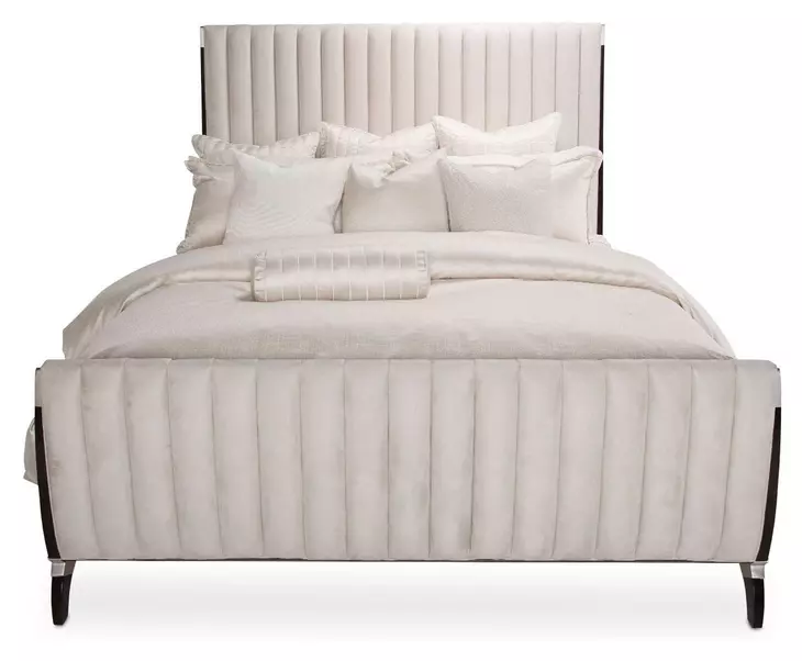 Paris Chic Espresso Eastern King Upholstered Sleigh Bed
