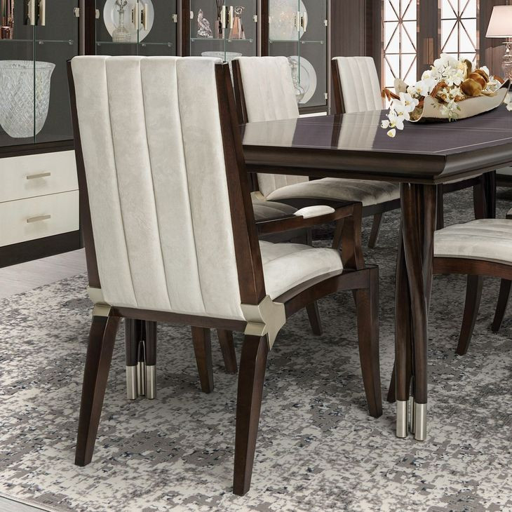 Chambord Espresso and Doeskin Dining Arm Chair