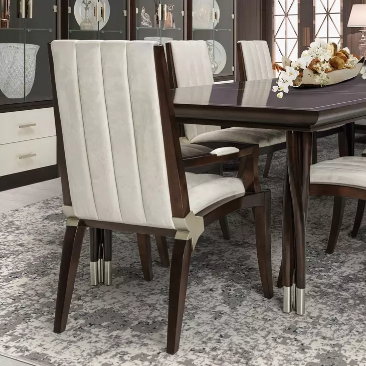 Paris Chic Espresso and Doeskin Dining Arm Chair