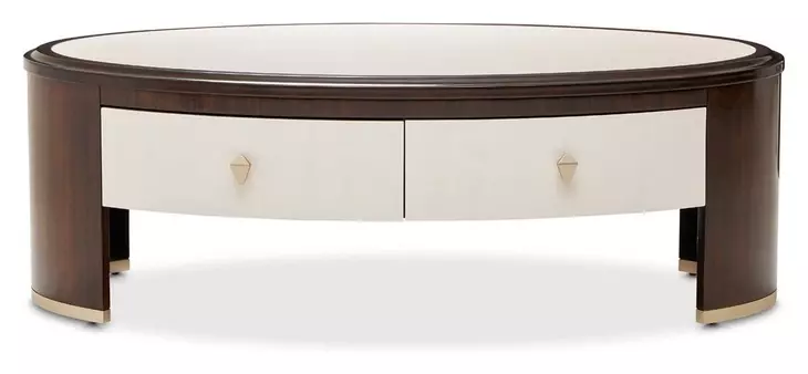 Paris Chic Espresso Oval Cocktail Table with 2 Storage Drawers
