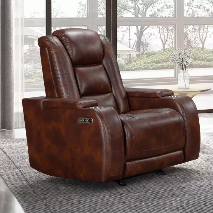 Chester Brown Power Glider Recliner with Power Headrest Footrest & USB Charging